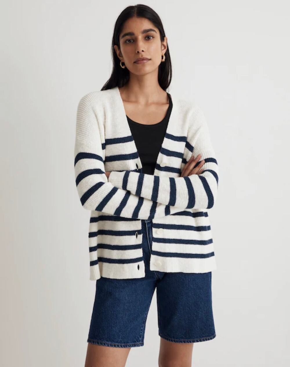 MADEWELL V-Neck Button-Front Long Cardigan Sweater NL202